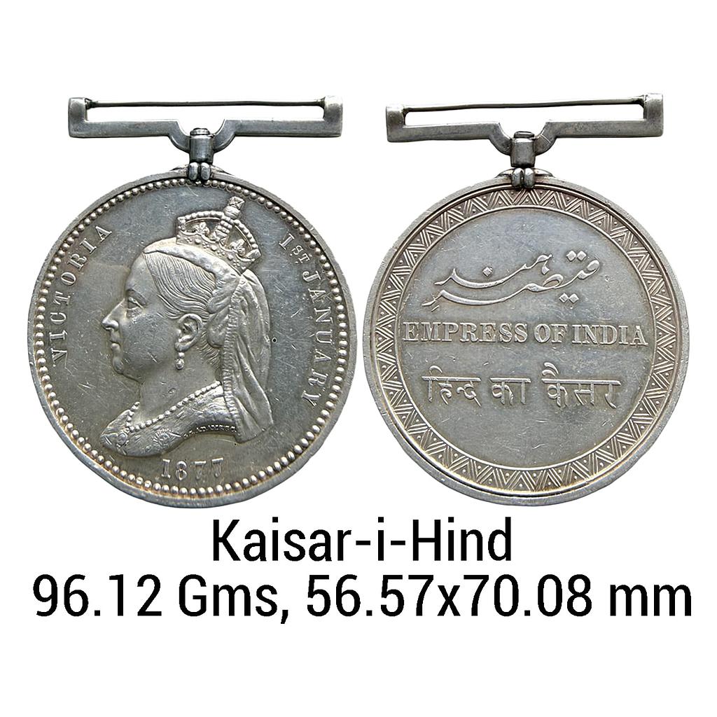 British India Issued to commemorate the Proclamation of Queen Victoria as Empress of India Kaisar-i-Hind Silver Medal