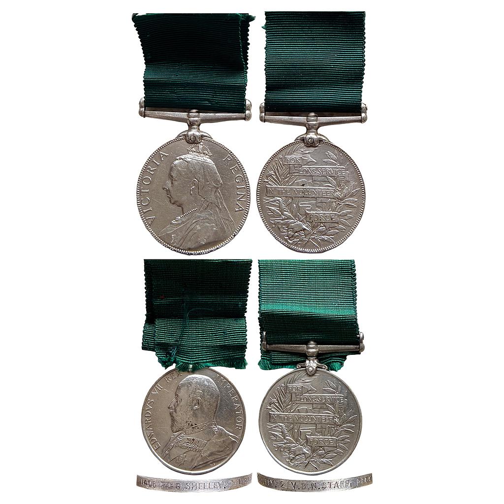 Victoria For Long Service in the Volunteer Force Medal Victoria Edward VII Set of 2 Silver Medal