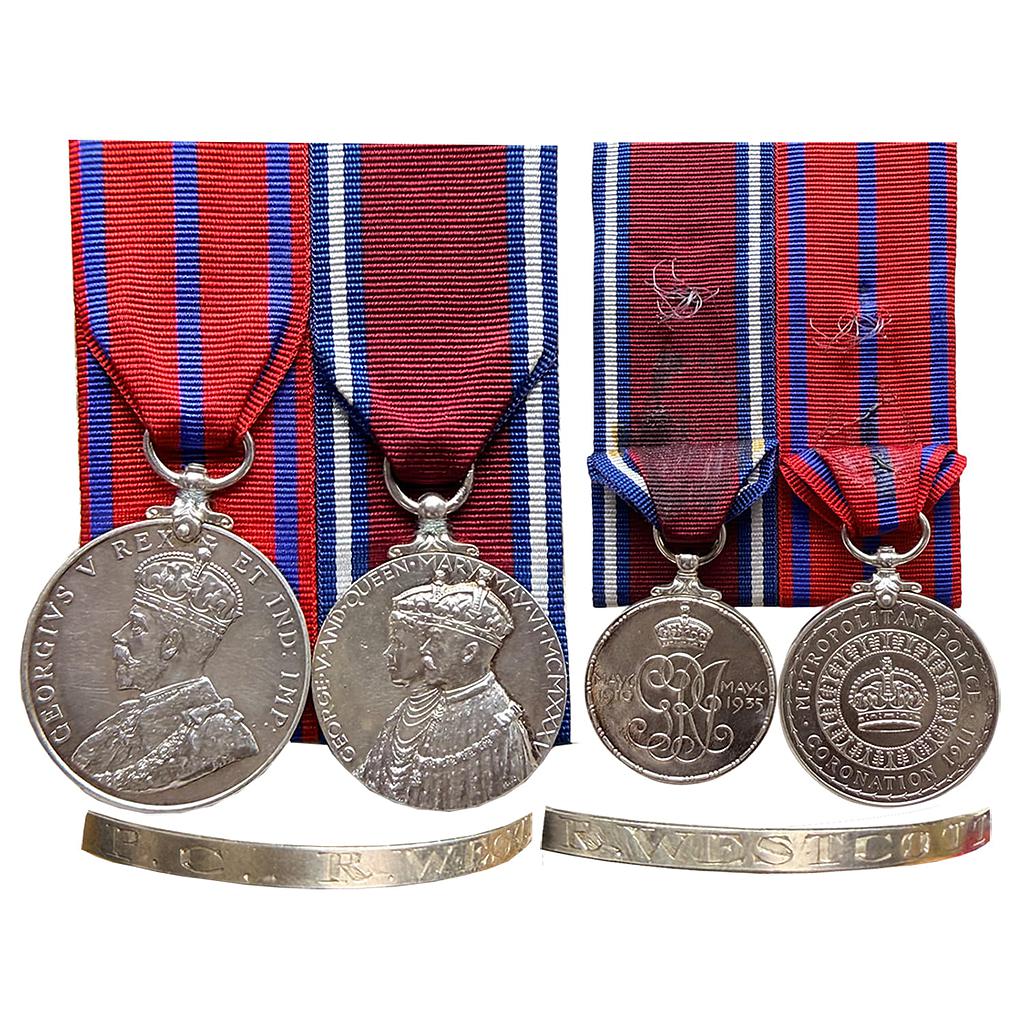Set of 2 Medals George V Metropolitan Police-Coronation 1911 Silver Medal
