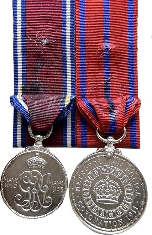 Set of 2 Medals George V Metropolitan Police-Coronation 1911 Silver Medal