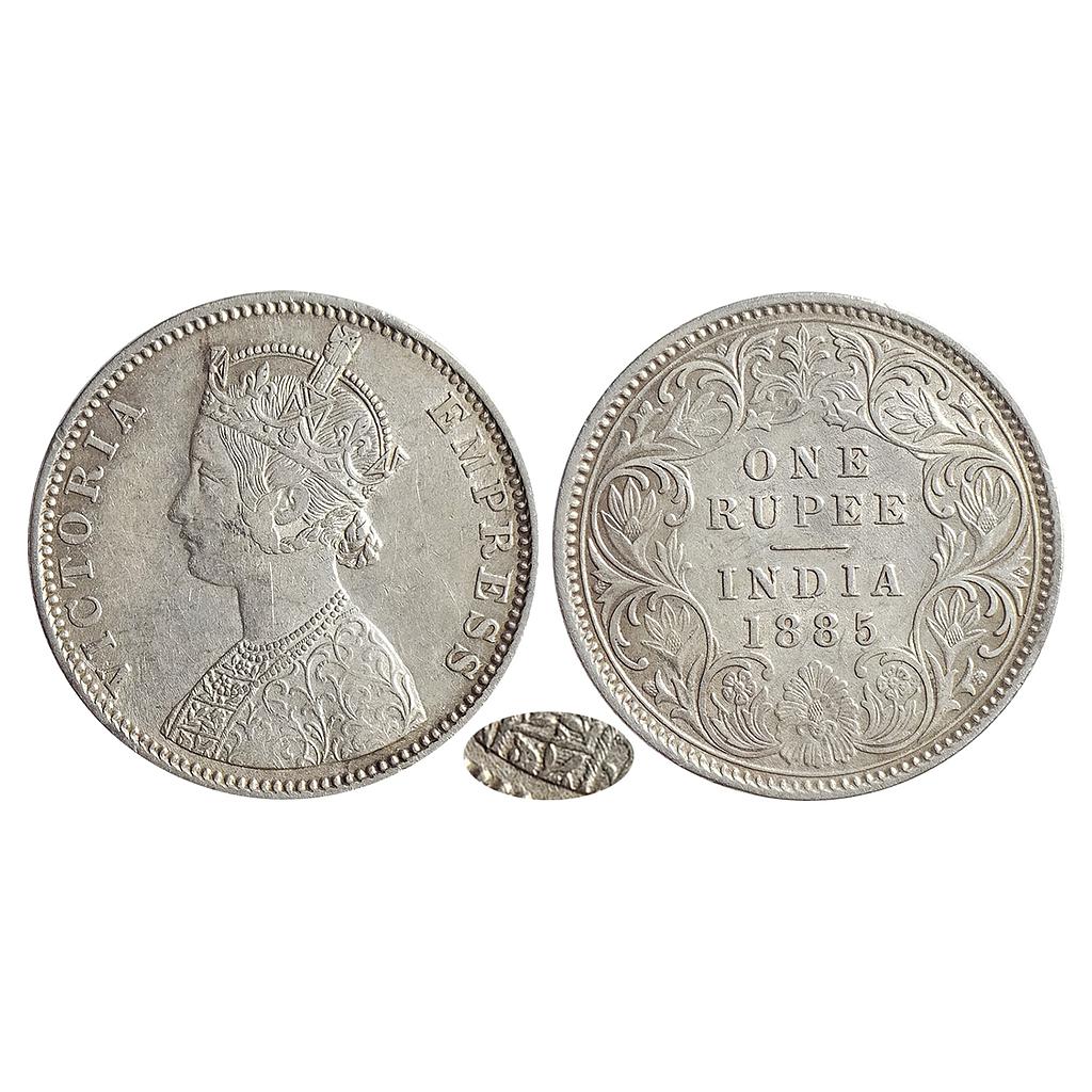 British India, Victoria Empress, 1885 AD, Calcutta Mint, C2 / I / C incuse, Silver Rupee
