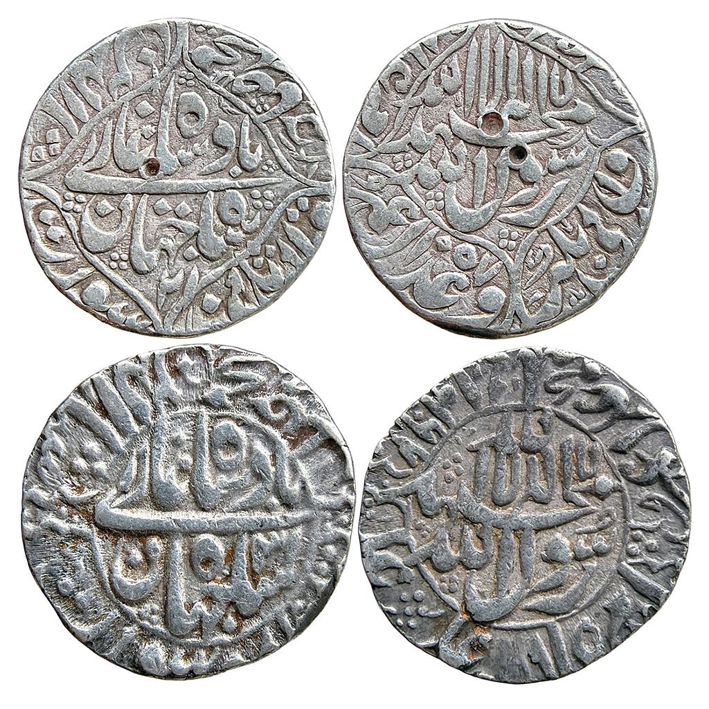 Mughal Shah Jahan Set of 2 Coins Surat Mint Silver Rupee