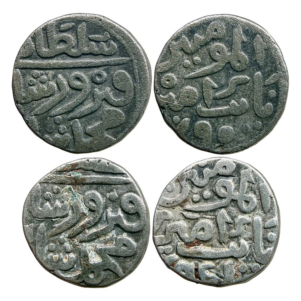 Delhi Sultan Muhammad Bin Firuz No Mint Set of 2 Coins Billon Tanka (96 Rati)