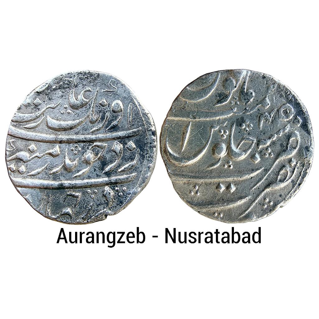 Mughal Aurangzeb Nusratabad Mint Silver Rupee
