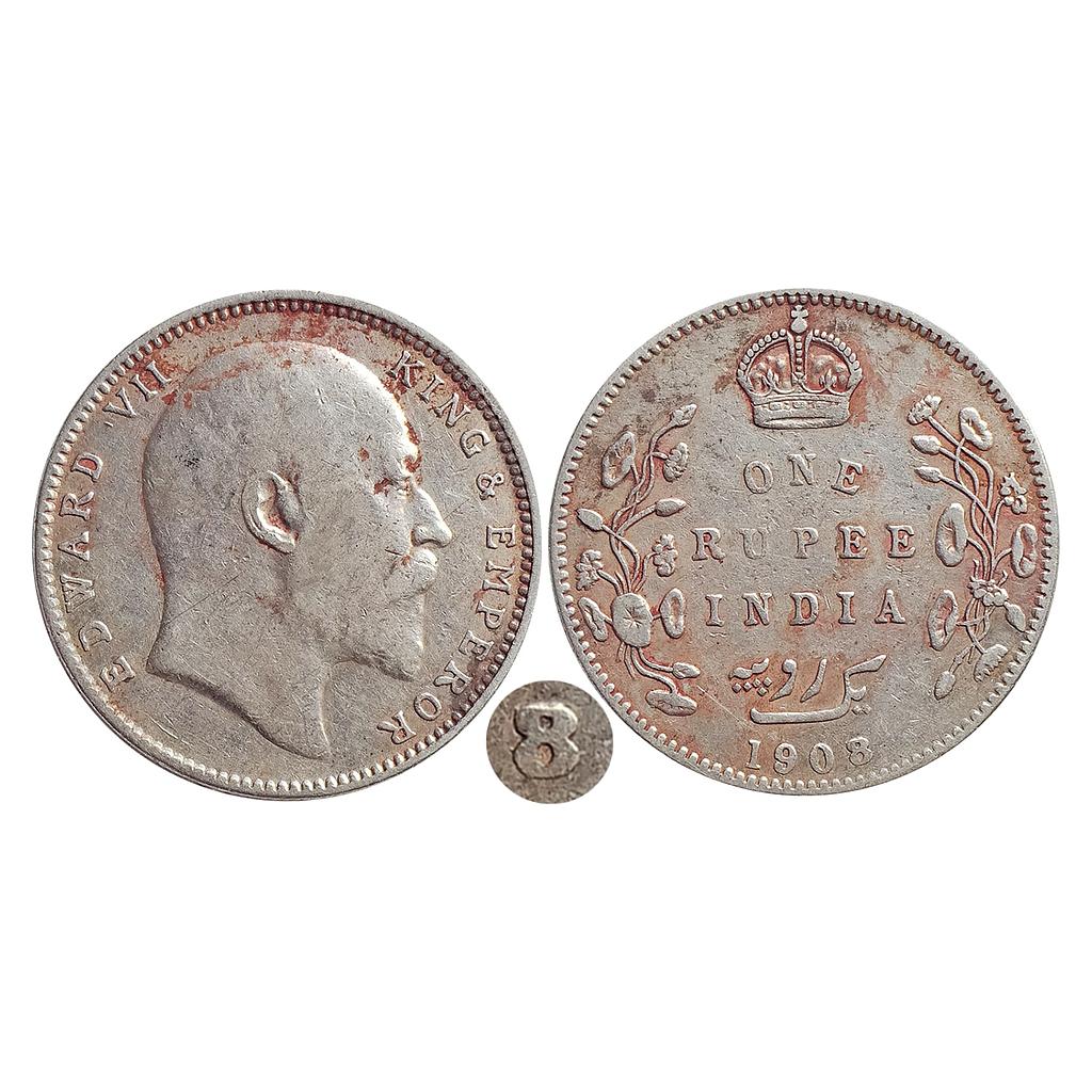 British India, Edward VII, 1908 AD, Bombay Mint, Silver Rupee