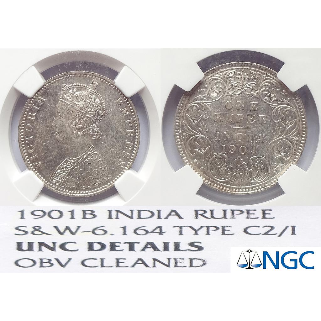 British India, Victoria Empress, 1901 AD, Bombay Mint, C2 / I / B incuse, Silver Rupee