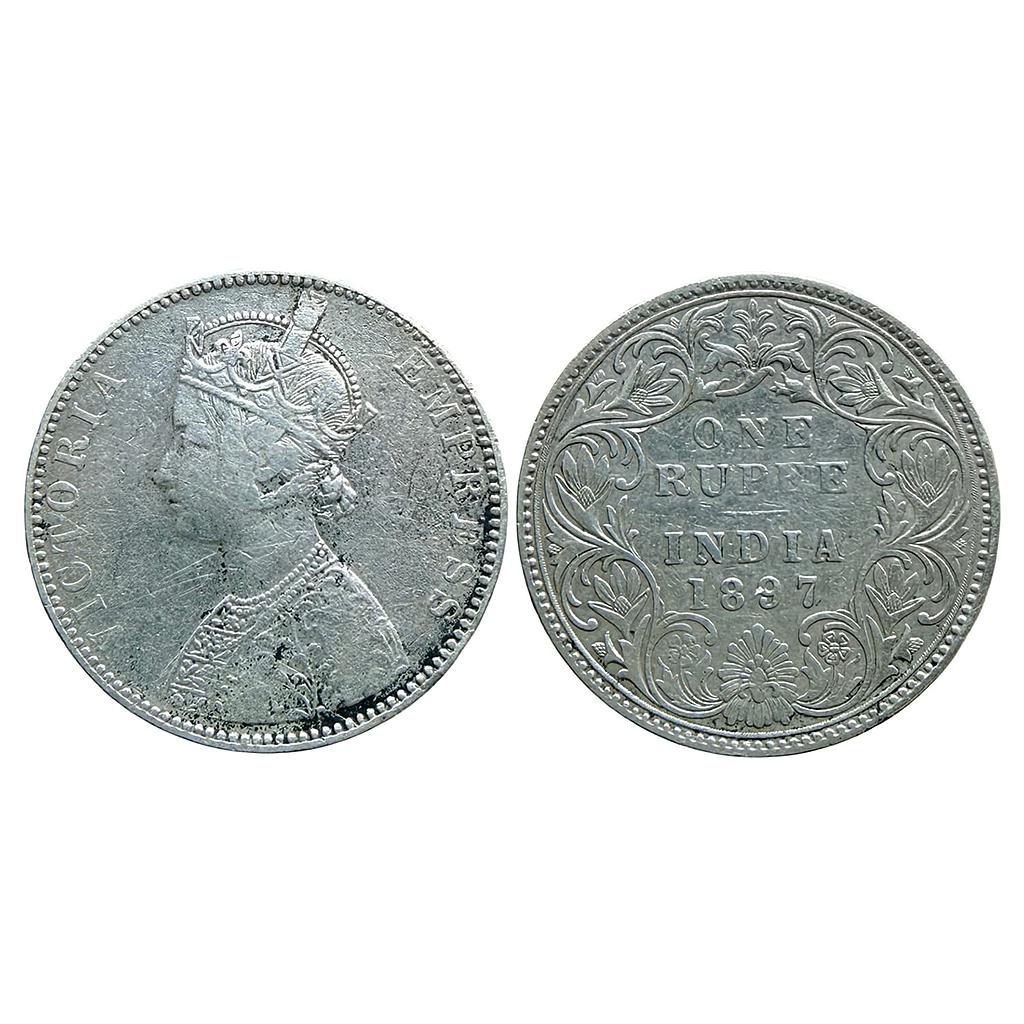 British India Victoria Empress 1897 AD Bombay Mint Bust C2 Rev I B incuse Silver Rupee