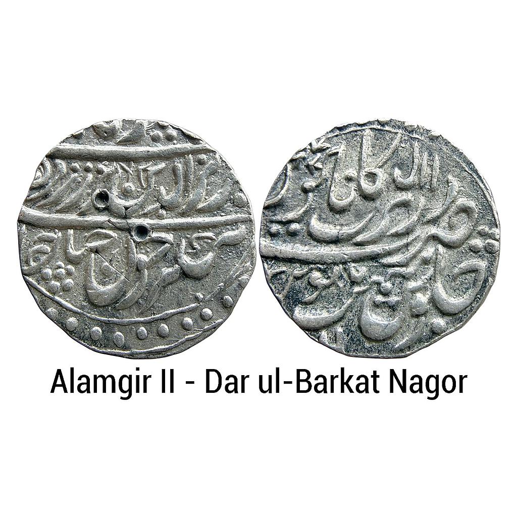 IPS Jodhpur State Bijay Singh INO Alamgir II Dar ul-Barkat Nagor Mint Silver Rupee