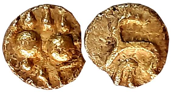 Hindu Medieval Chalukyas of Kalyana Gold Haga 1/2 Fanam