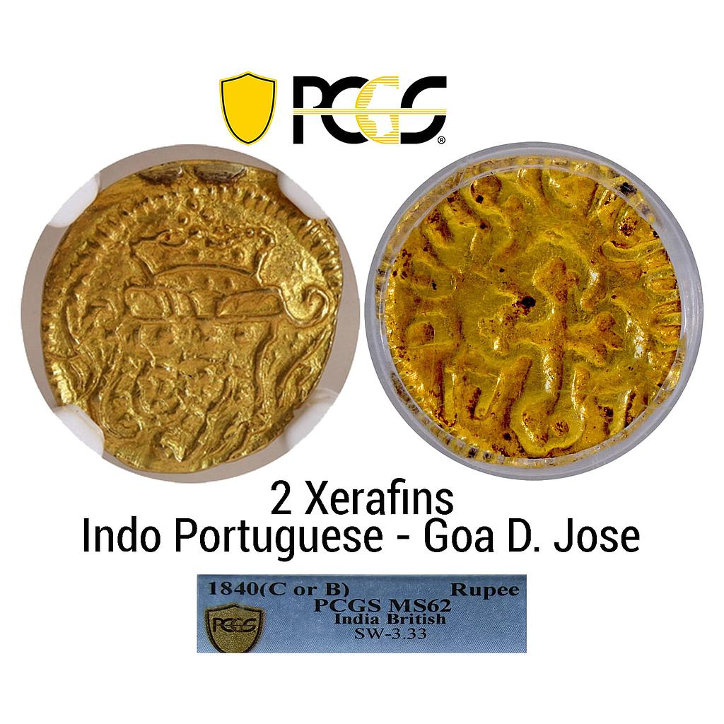 Indo Portuguese Goa D. Jose 1775 AD Gold 2 Xerafins