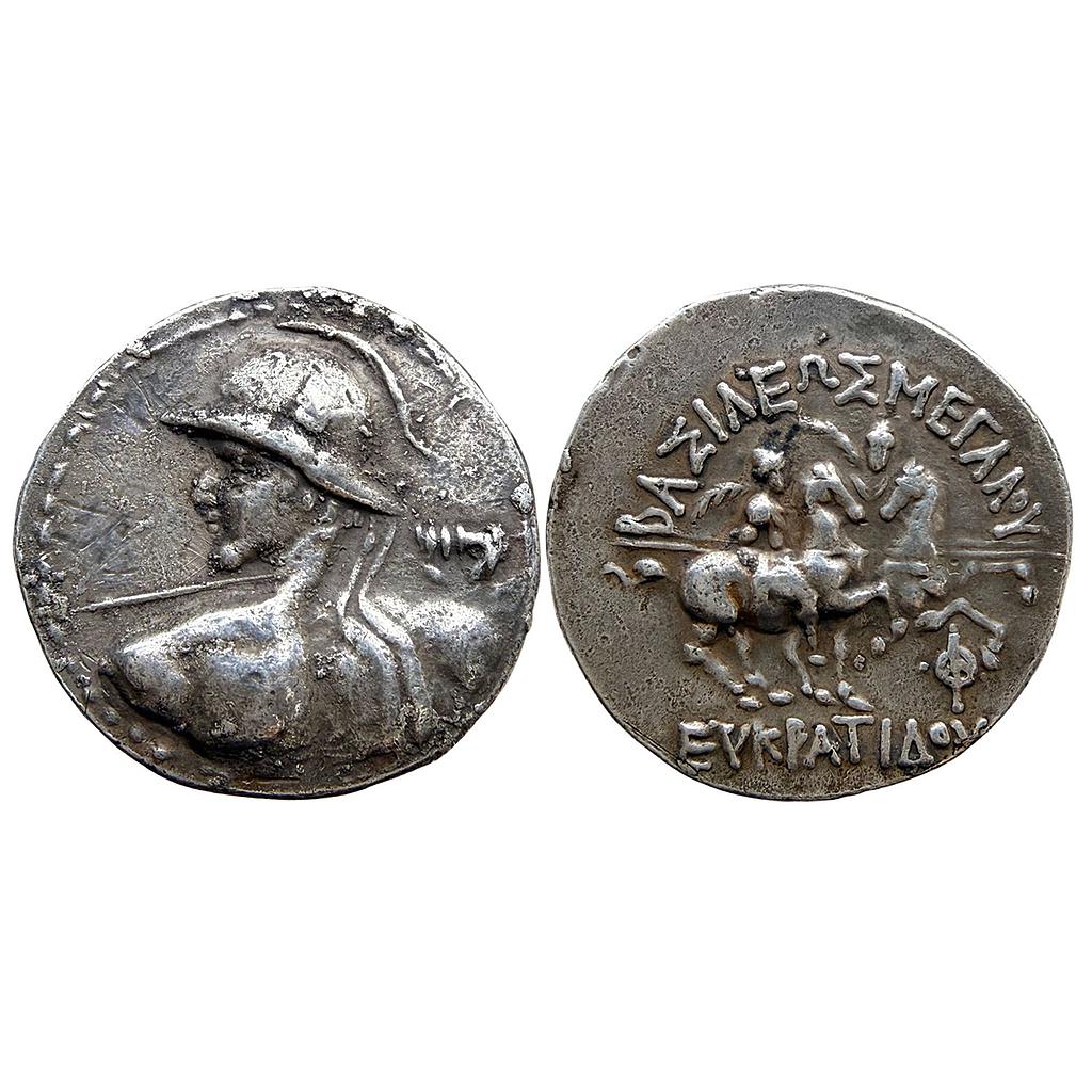 A token/replica of a tetradrachm coin of Eucratides I who ruled the Indo-Bactrian kingdom during the period of 171-145 BCE Silver Token