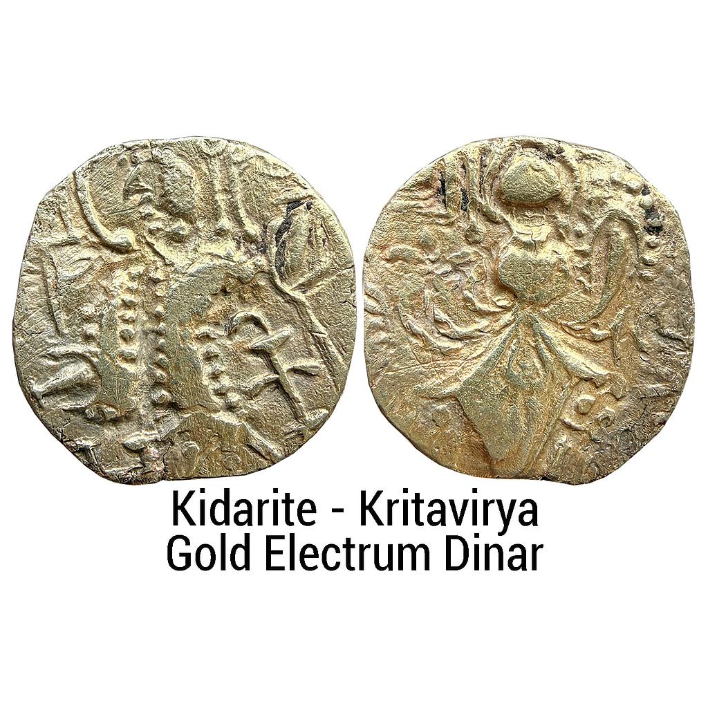 Ancient Punjab Region Post Kidarite Series Kritavirya Gold electrum Dinar