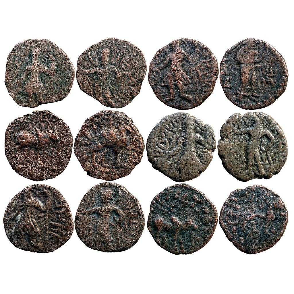 Ancient Kushans Set of 6 Coins Five Bronze Drachms and One Bronze Hemi-Drachm