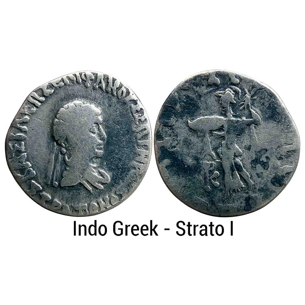 Ancient Indo Greeks Strato I Silver Drachm