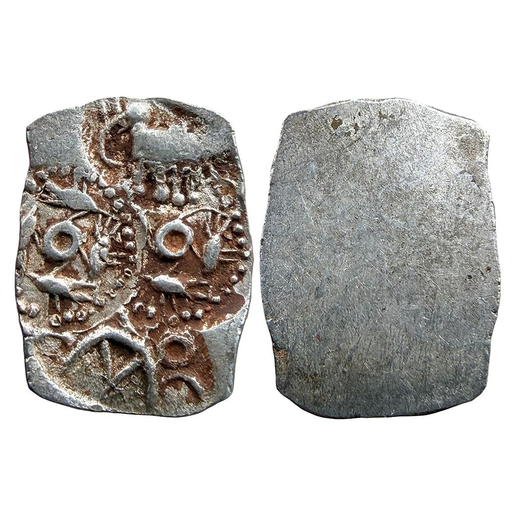 Ancient Punch Marked Coinage Northern Vidarbha Melghat Region Makhala Hoard type Silver 1/2 Karshapana