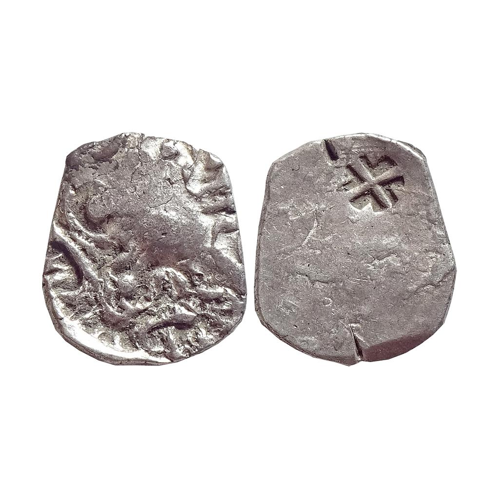 Ancient, Archaic Series, Punch Marked Coinage Attributed to Pauravas of Kaushambi, Silver ½ Karshapana