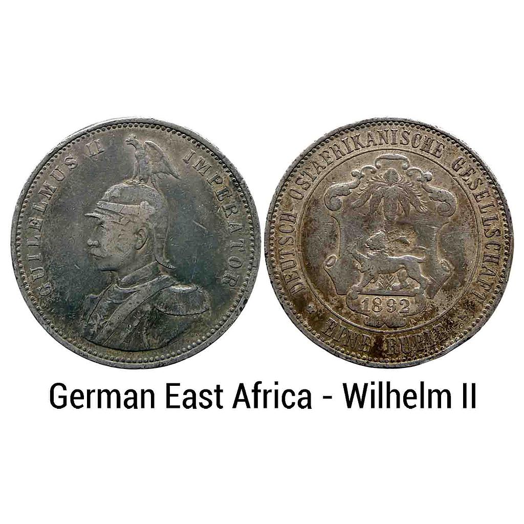 German East Africa Wilhelm II 1892 AD Silver (.917) Rupie/Rupee