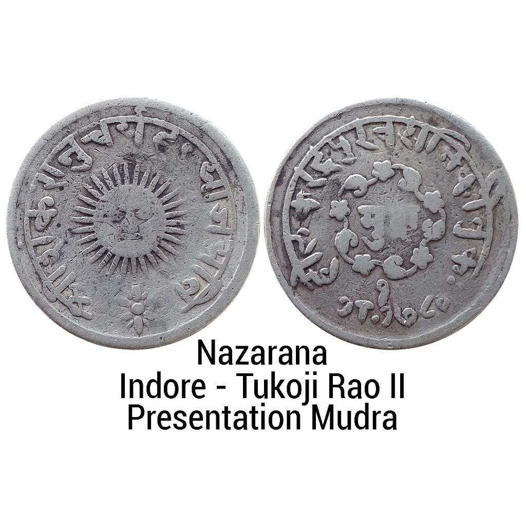 IPS Indore State Tukoji Rao II Indore Mint Silver Nazarana Presentation Mudra
