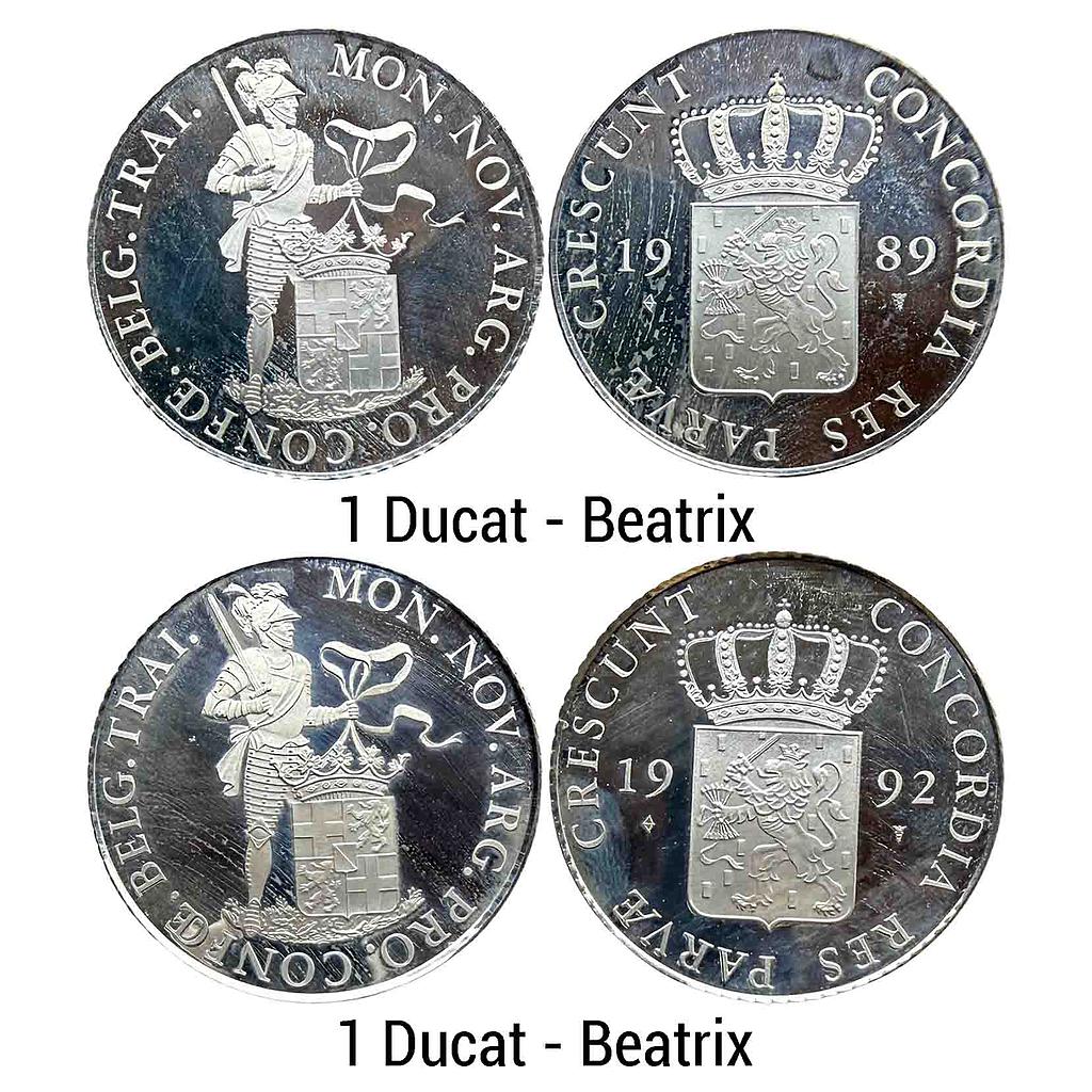 Netherlands Set of 2 Coins Commemorative Issue Utrecht - Ducat Silver Bullion Coinage Silver (.873) 1 Ducat - Beatrix