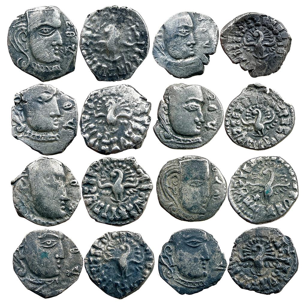 Ancient Guptas Kumaragupta I Madhyadesha type Set of 8 Coins Silver Dramma
