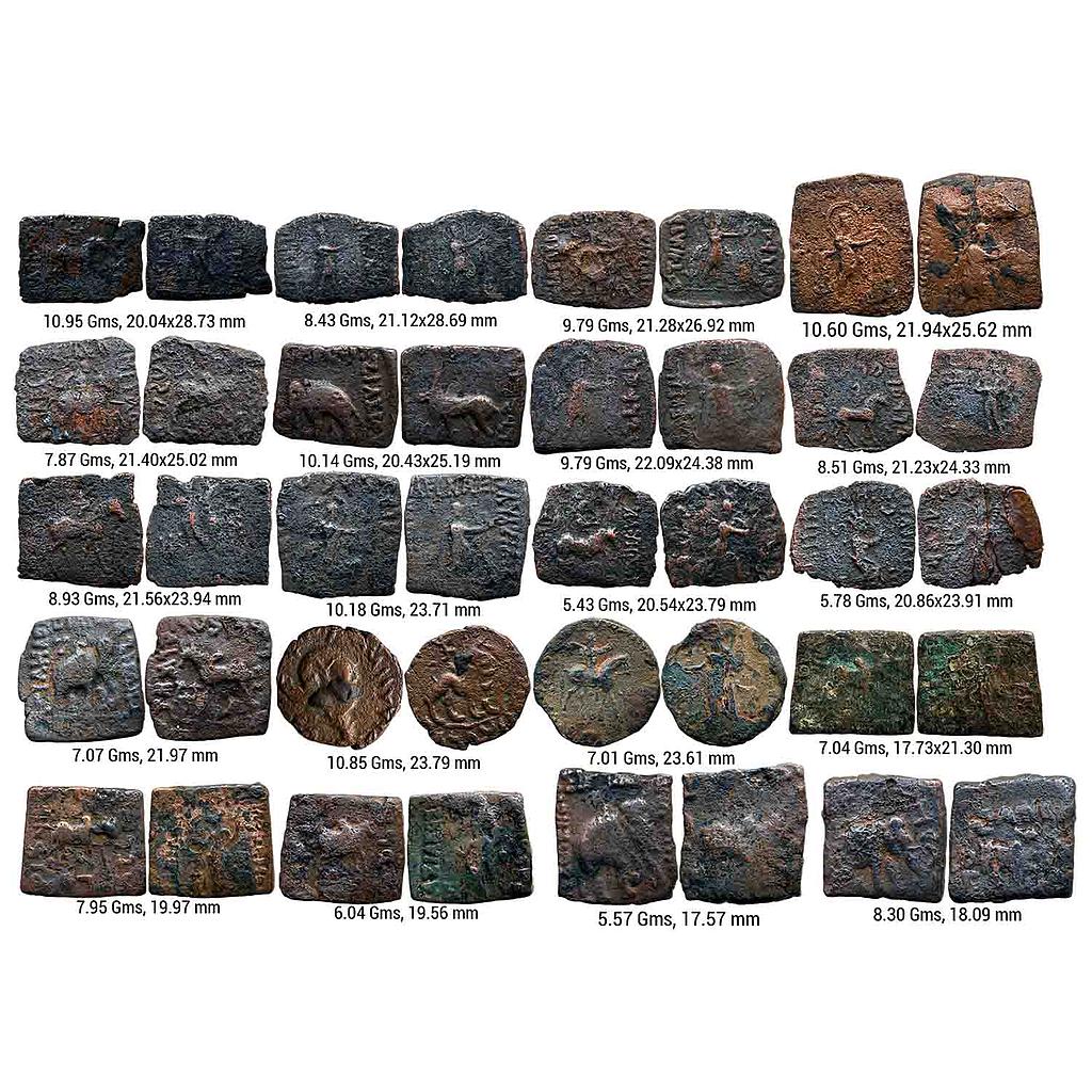 Ancient Indo-Scythians mostly attributed to Maues Azes and Azilises Set of 20 Coins Copper Unit