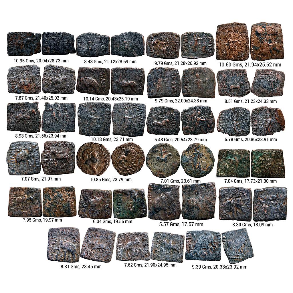 Ancient Indo-Scythians mostly attributed to Maues Azes and Azilises Set of 23 Coins Copper Unit