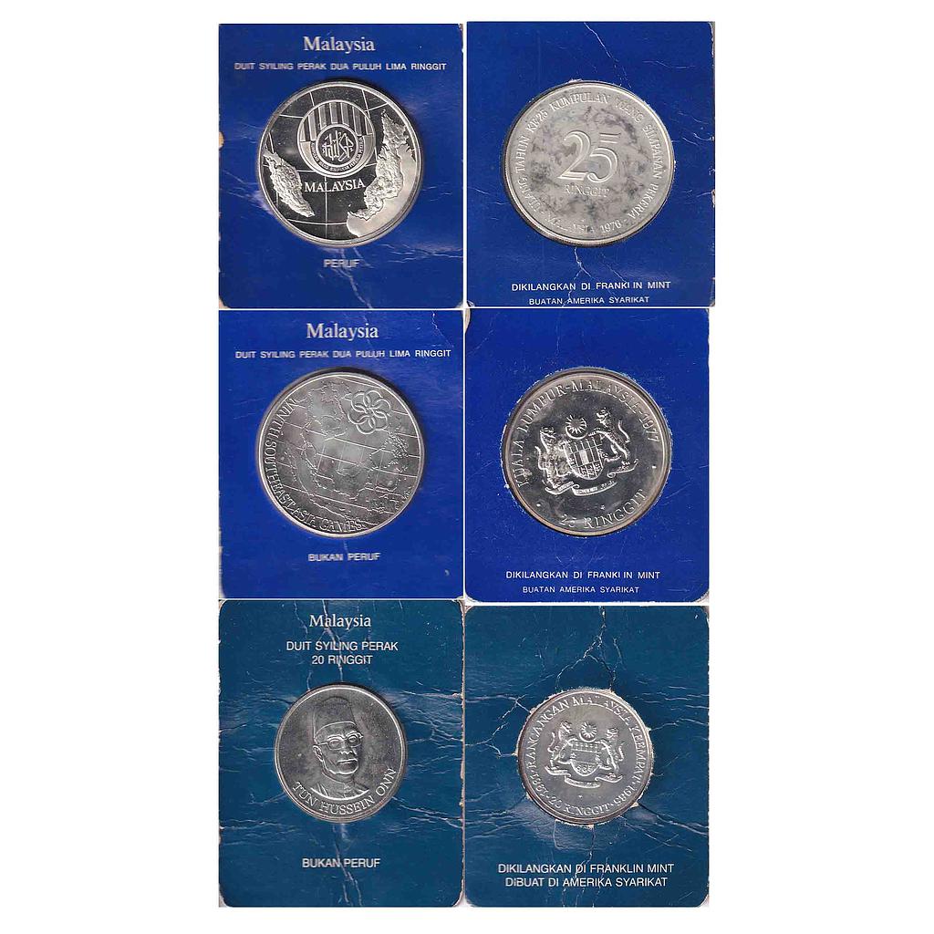 Malaysia Set of 3 Coins Commemorative Issue Silver (.925) 25 Ringgit &amp; Silver (.500) 20 Ringgit