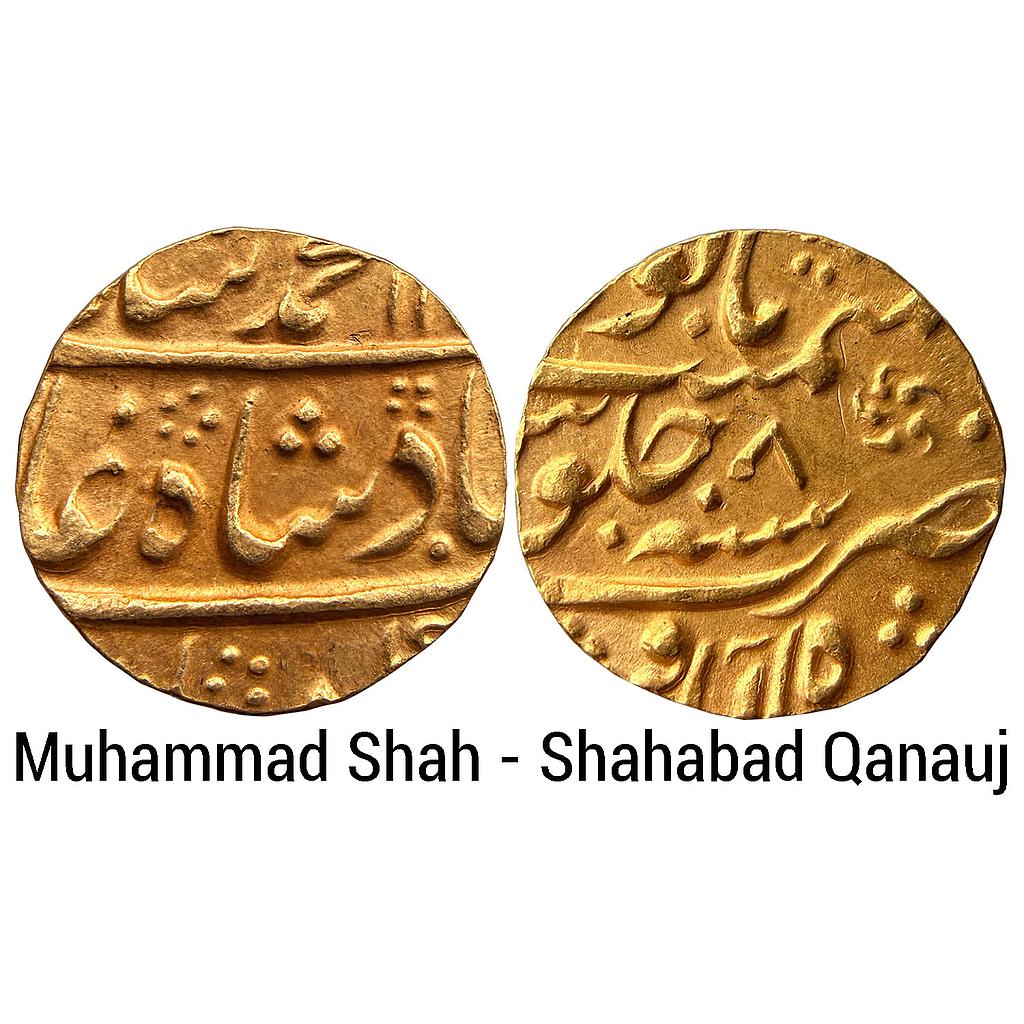 Mughal Muhammad Shah Shahabad Qanauj Mint Gold Mohur