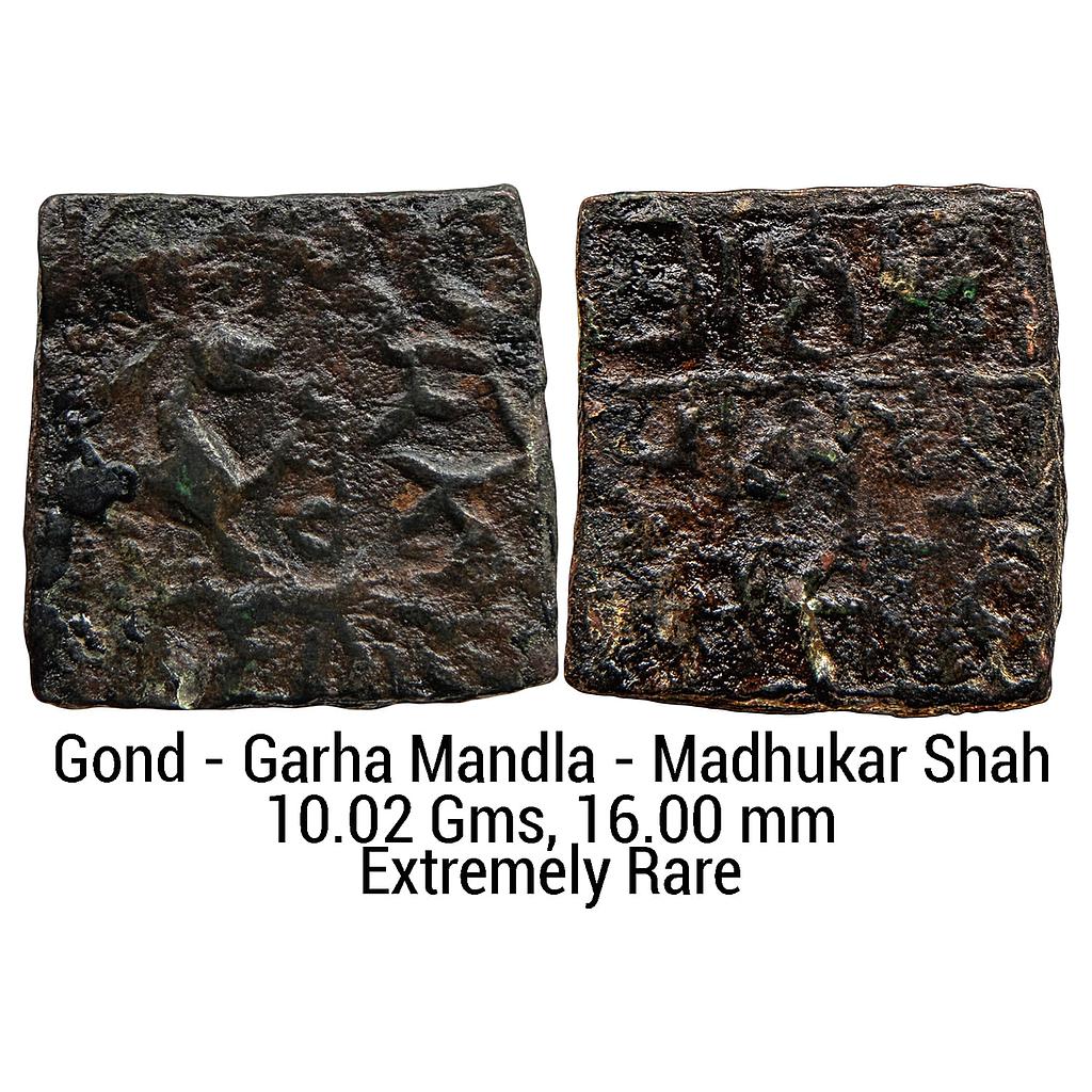 IK Gond kingdom of Garha Mandla Madhukar Shah Copper Square Paisa