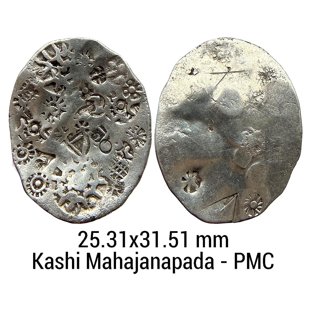 Ancient Punch Marked Coinage Middle Ganga Valley Kashi Mahajanapada Series 7 Archaic Scyphate Silver Vimshatika