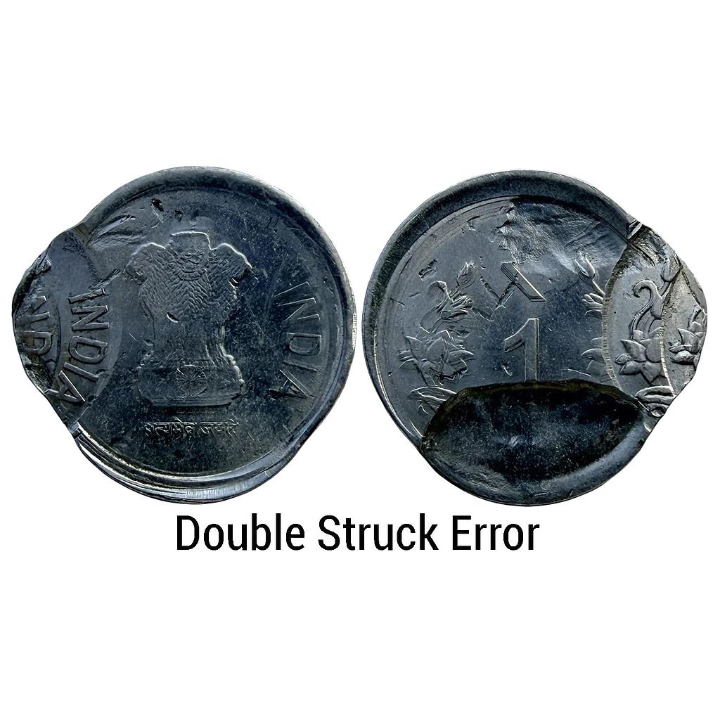 Republic India Error double struck on both side Stainless Steel 1 Rupee