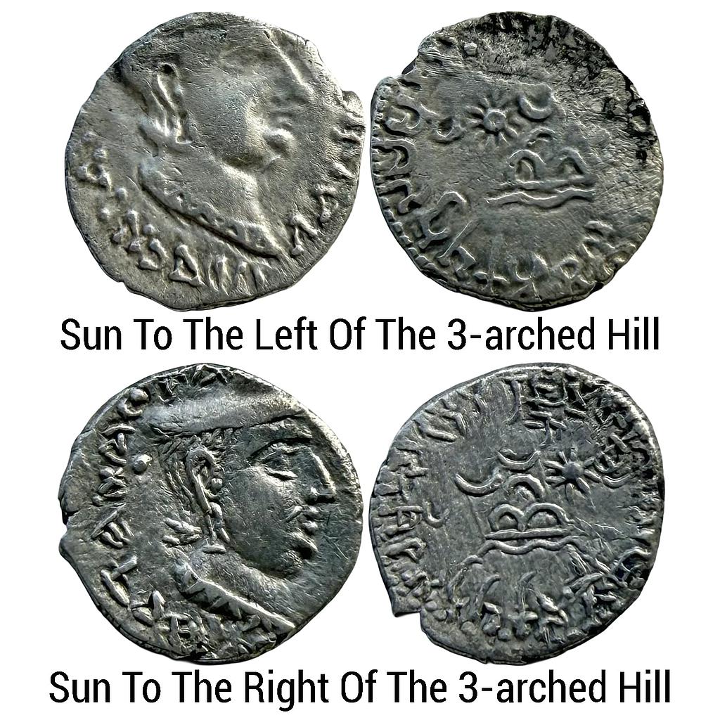 Ancient Gujarat Western Kshatrapas Kardamaka Dynasty Chastana Son of Ghsamotika Set of 2 Coins Silver Dramma