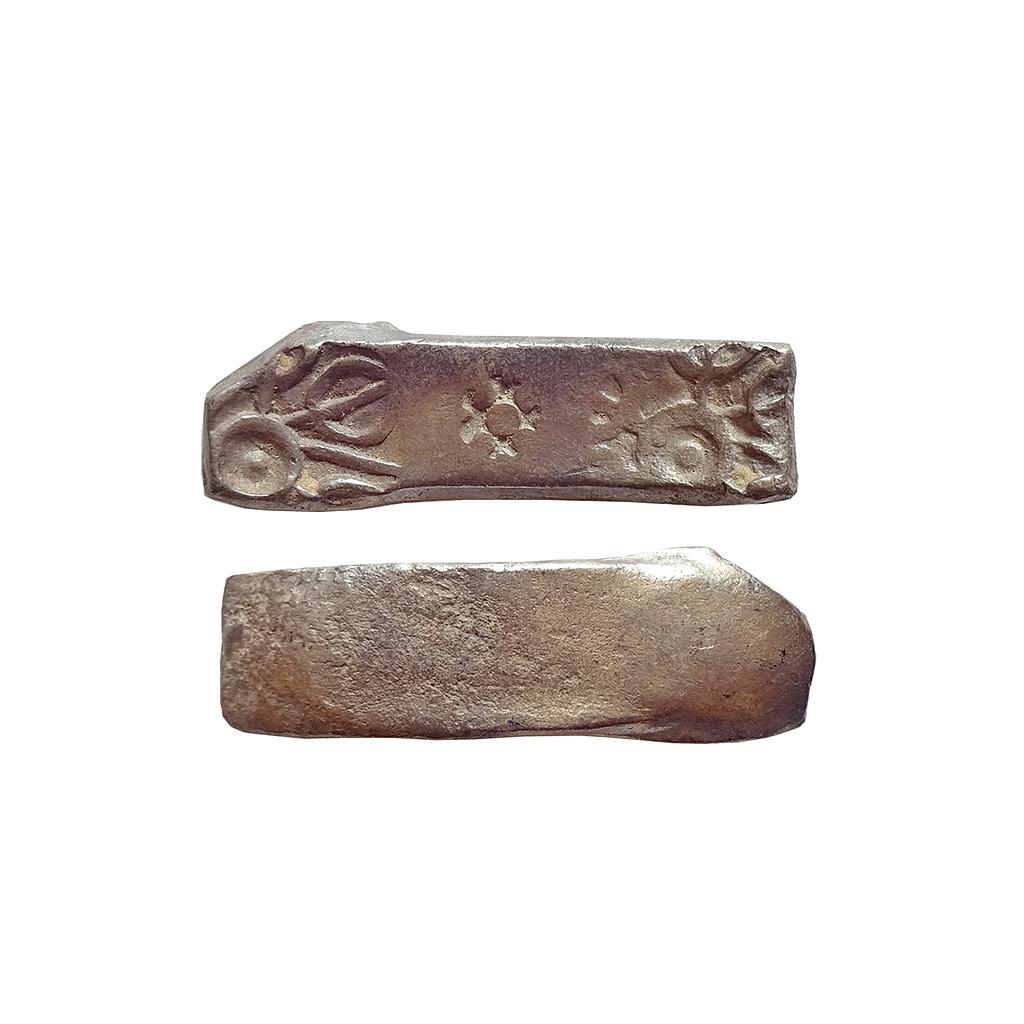 Archaic, Punch Marked Coinage, attributed to Gandhara Janapada, Bent Bar, Silver 5 Shana