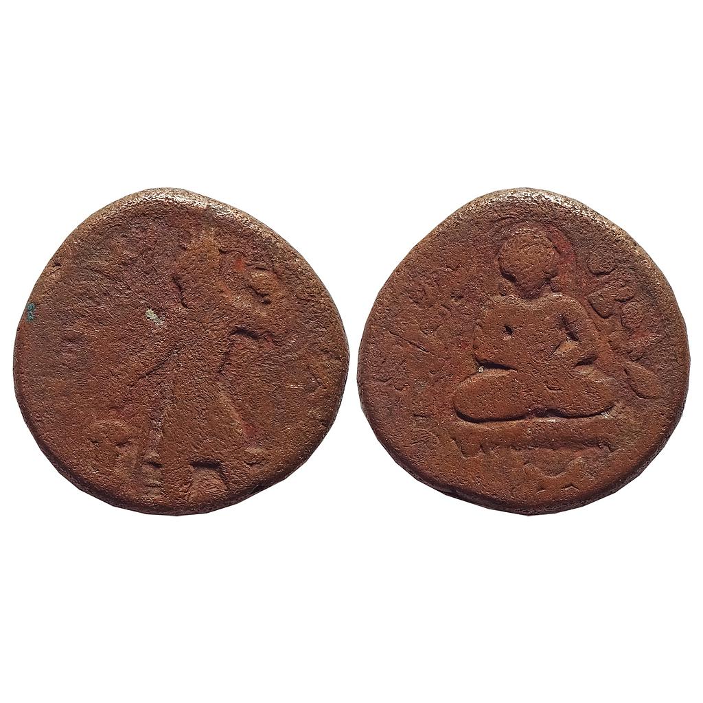 Ancient, Kushan, Kanishka I, Seated Buddha, Copper Tetradrachm