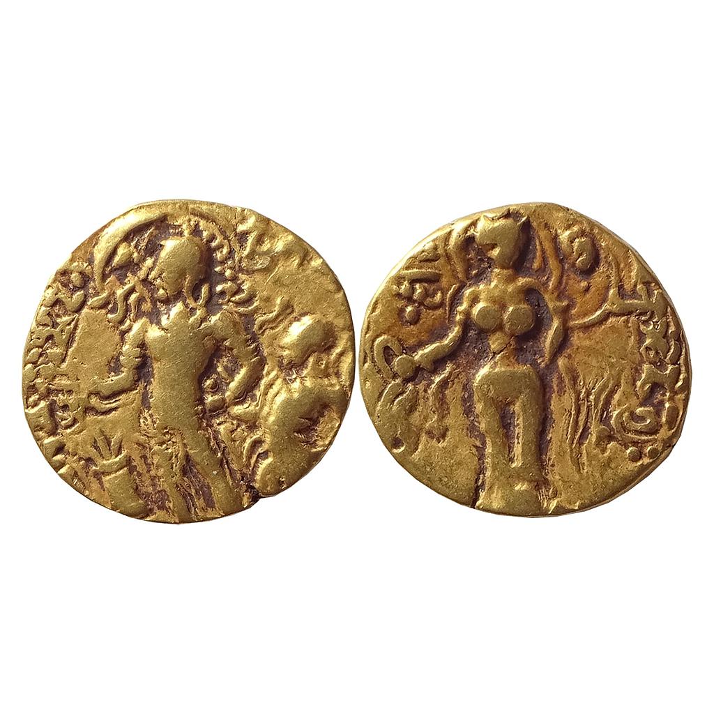 Ancient, Guptas, Chandragupta II, Gold Dinar, ’Chhatra’ (Parasol) type