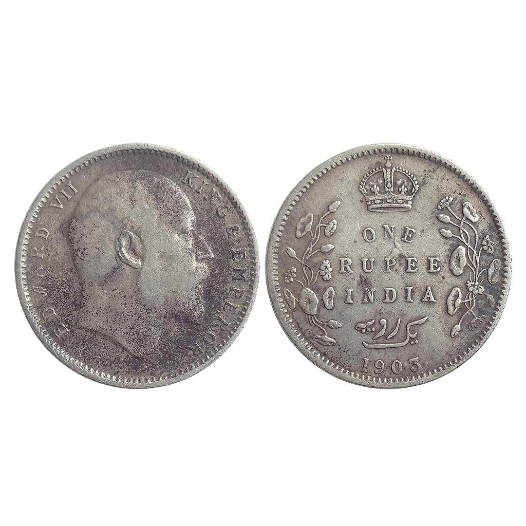 British India, Edward VII, 1903 AD, Calcutta Mint, Silver Rupee