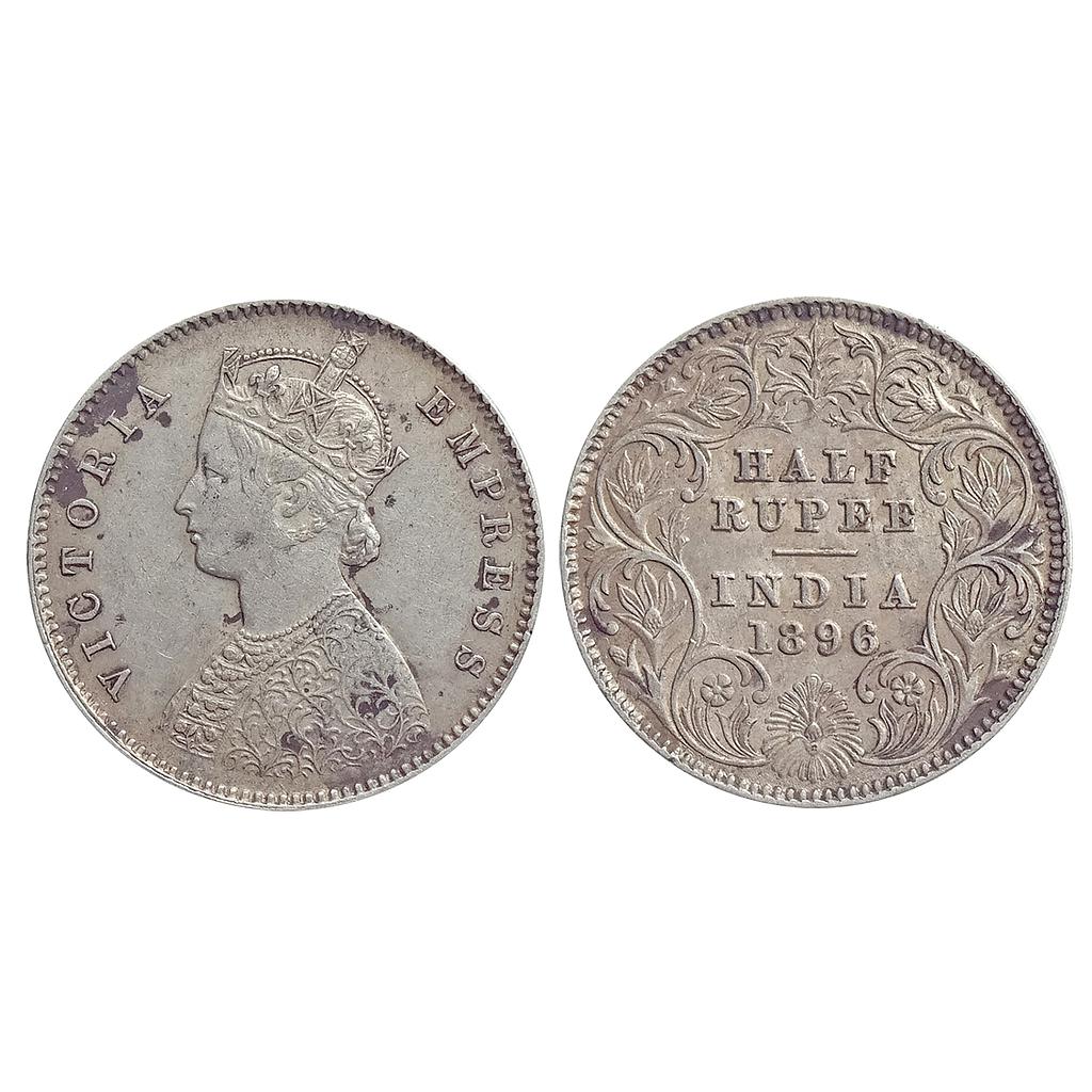 British India, Victoria Empress, 1896 AD, Calcutta Mint, A / I / C incuse, Silver "1/2 Rupee"