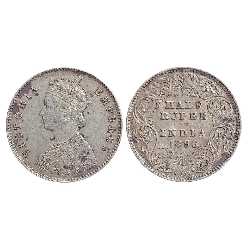 British India, Victoria Empress, 1896 AD, Calcutta Mint, A / I / C incuse, Silver &quot;1/2 Rupee&quot;