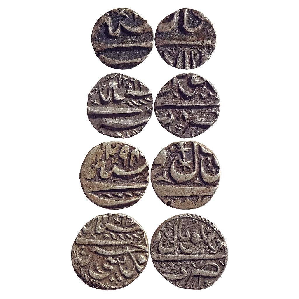 IPS, Bhopal State, Shah Jahan Begum, Set of 4 coins, Silver Rupee, &quot;1/2, 1/4 &amp; 1/8&quot;