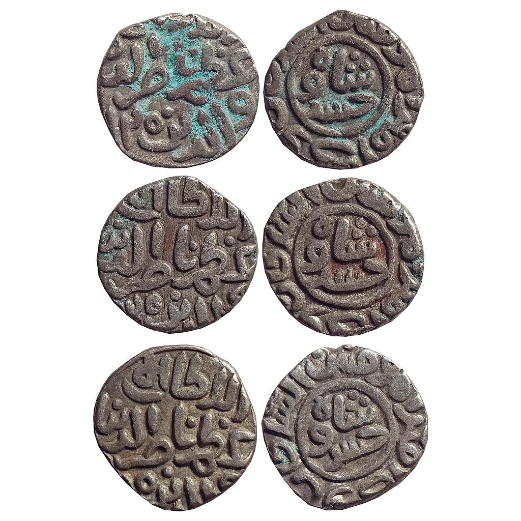 Delhi Sultan, Nasir Al-Din Khusru, Set of 3 coins, Billon Two Gani