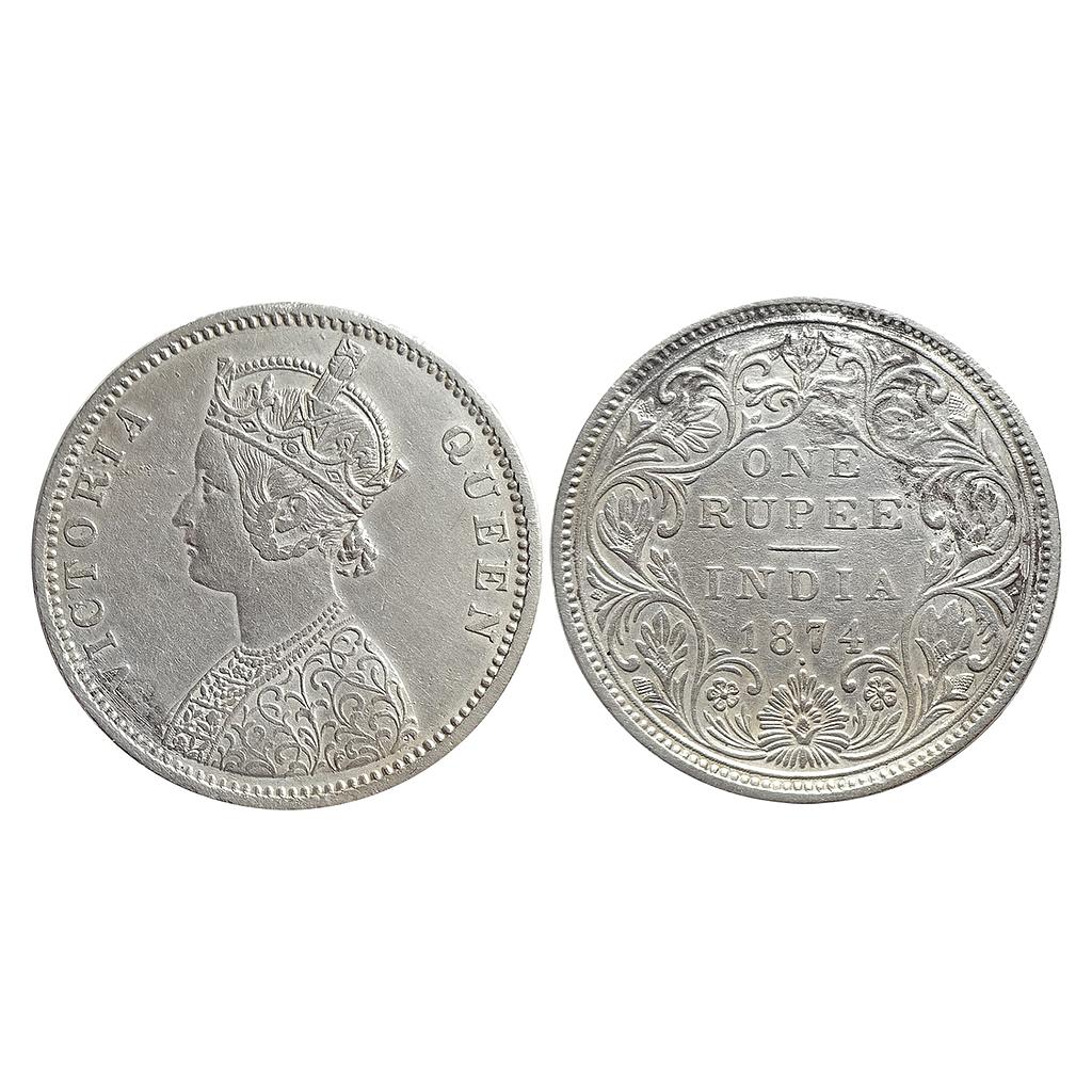 British India, Victoria Queen, 1874 AD, Bombay Mint dot, Silver Rupee