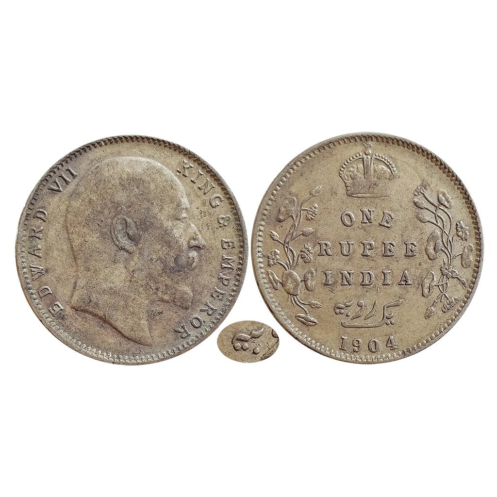 British India, Edward VII, 1904 AD, Bombay Mint, Urdu error 3 dots, Silver Rupee