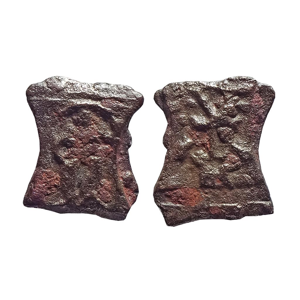 Ancient, Post-Mauryan, Kaushambi Region, Uninscribed type, Damru Shaped, Copper Unit