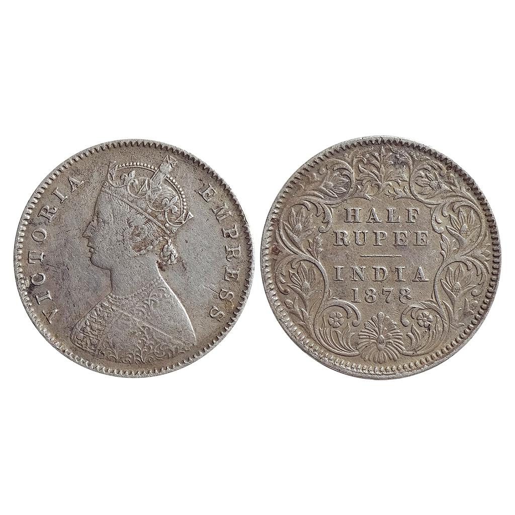 British India, Victoria Empress, 1878 AD, Calcutta Mint, Silver &quot;½ Rupee&quot;