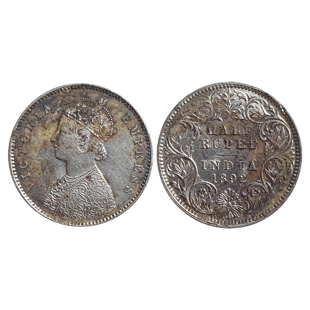 British India, Victoria Empress, 1892 AD, Calcutta Mint, Silver &quot;½ Rupee&quot;