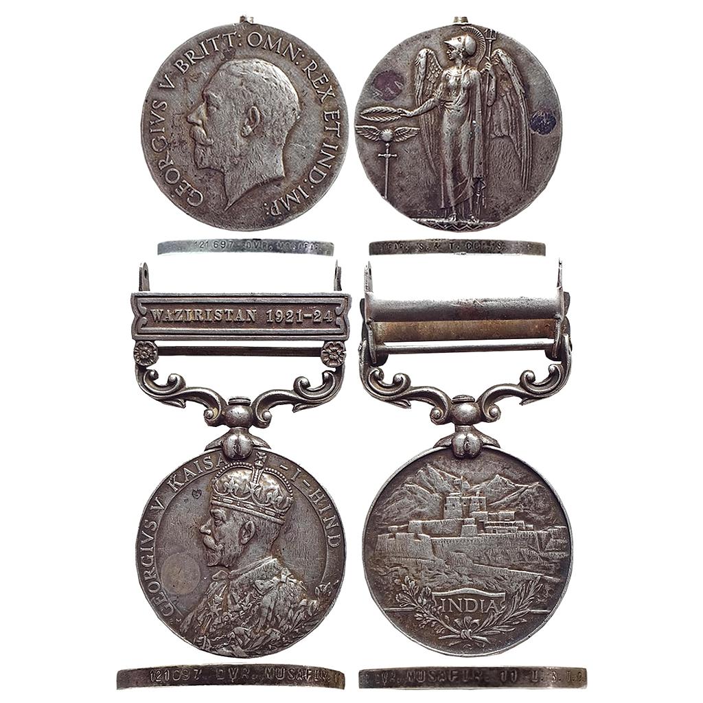India, General Service Medal, George V, Set of 2 medals, Silver Medal