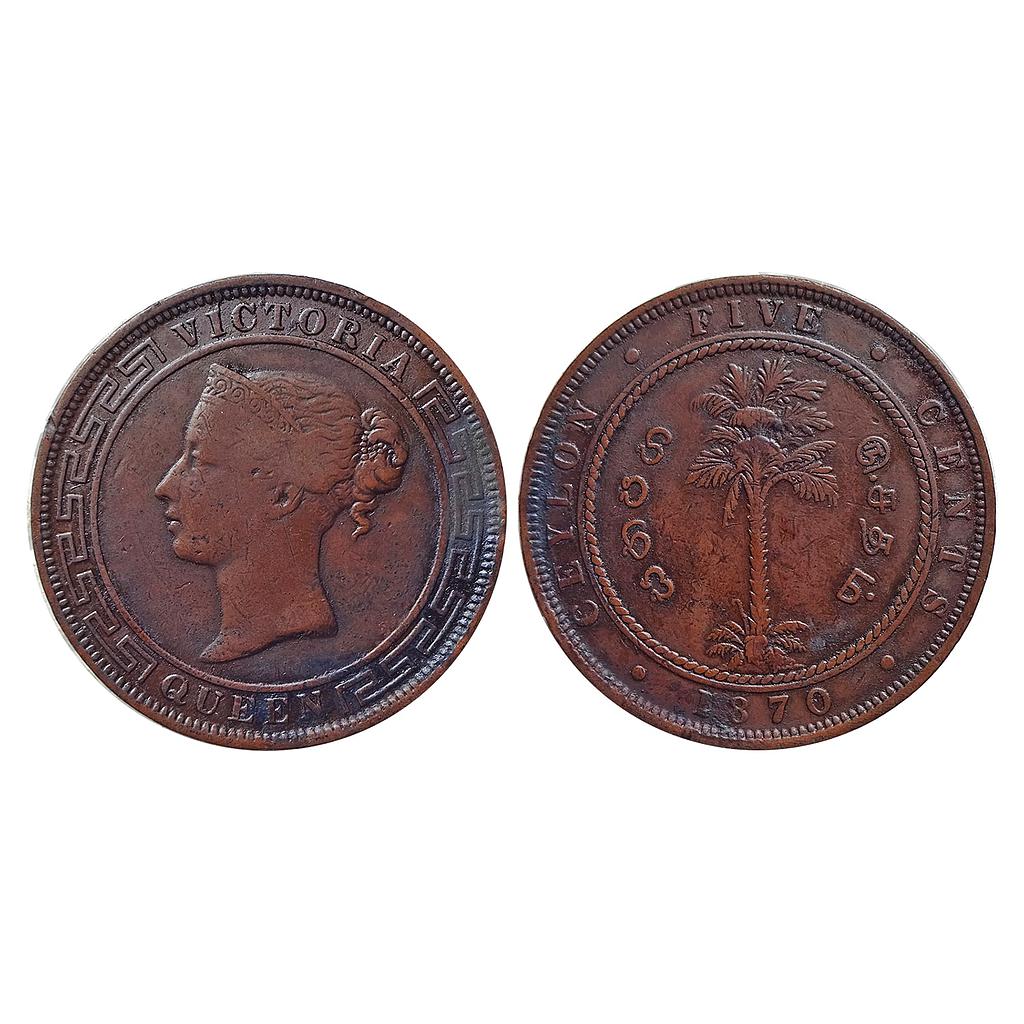Ceylon (Sri Lanka), Victoria Queen, Copper 5 Cents