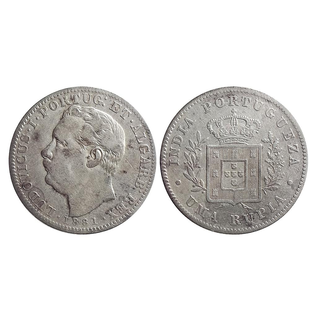 Indo Portuguese, Goa, Luiz I (Ludwig), 1881 AD, Silver (.917) Uma Rupia/Rupee