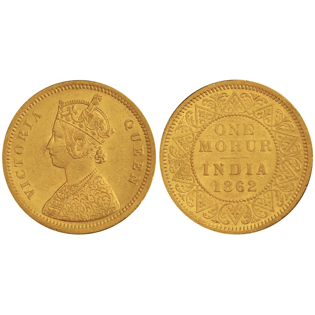 British India Victoria Queen 1862 Gold Mohur