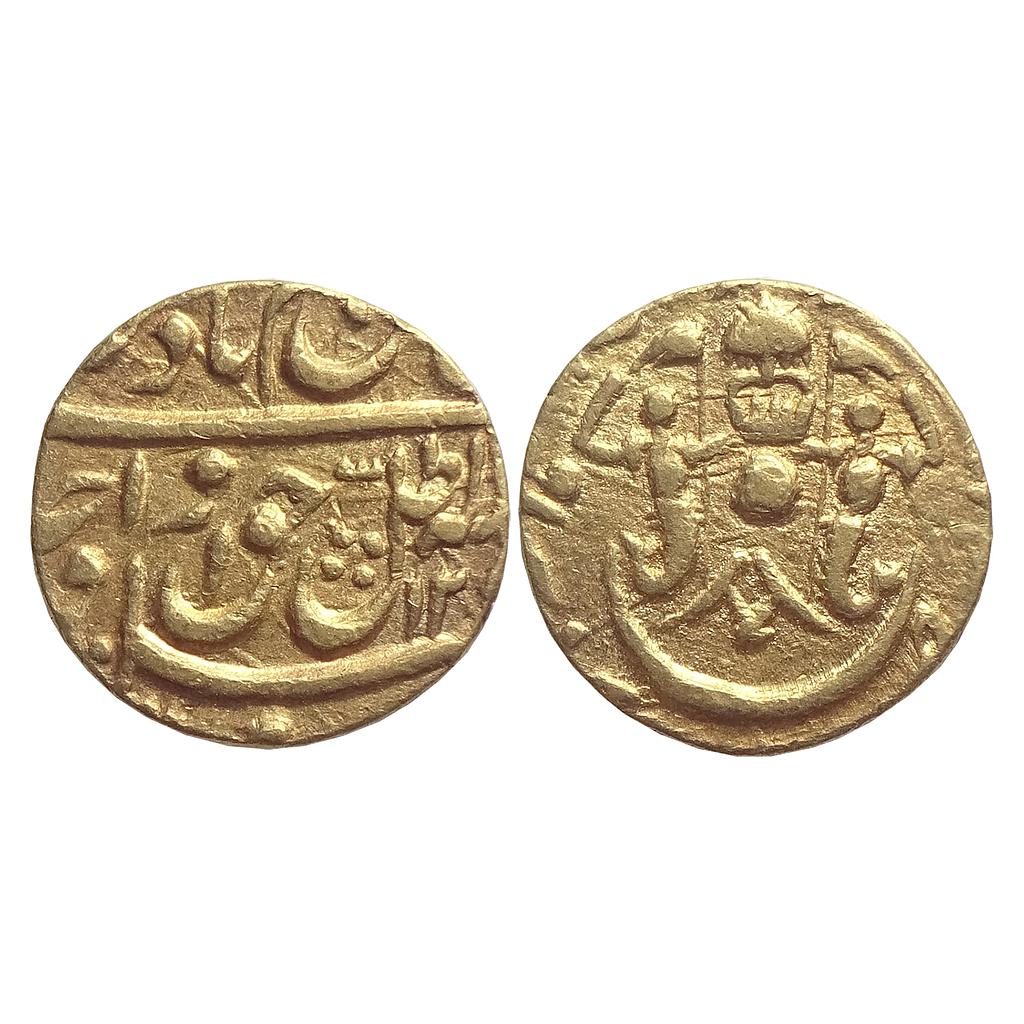 IPS, Awadh State, Wajid Ali Shah, Mulk Awadh Bait us-Sultanat Lakhnau Mint, Gold 1/2 Asharfi